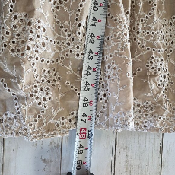 Chicos Cotton Eyelet Tiered Maxi Dress Long Bishop Sleeve Cottage Prairie Med - Picture 7 of 9